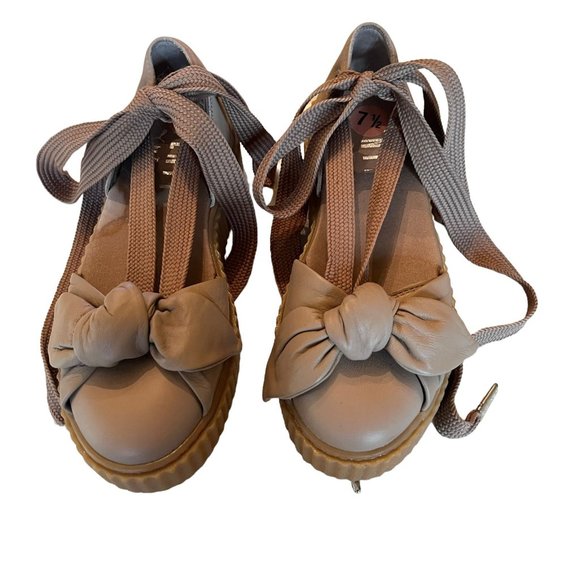 Fenty by Rihanna Puma 365794-03 Bow Creeper Lace Up Flats Leather Tan Size US7.5 - Picture 3 of 8